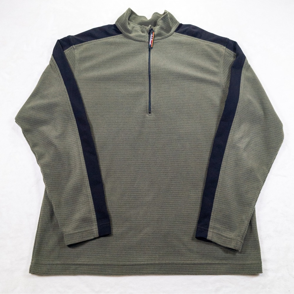 Vintage LL Bean Quarter Zip Fleece Pullover Men M Tall Green Color Block 90s